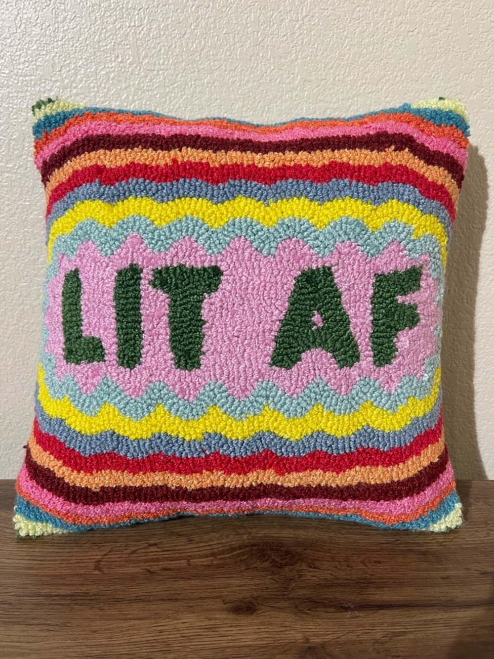 Colorful 'LIT AF' Decorative  Pillow — Multicolor Accent
